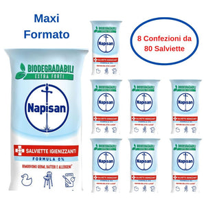 Napisan salviette igienizzanti formula 0 confezione da 8 pezzi da 80 salviette