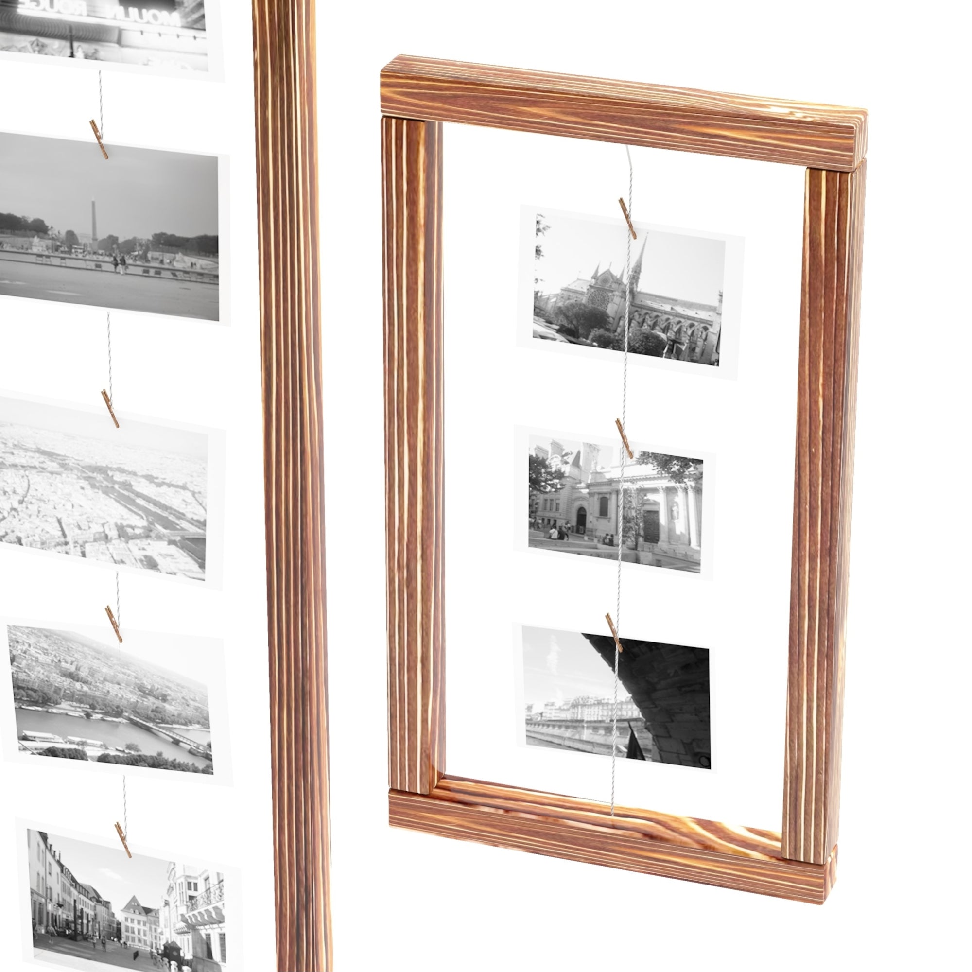 Set di 3 Portafoto da Parete Muhos Memoboard Bacheca in Legno di Pino Tinto [en.casa]