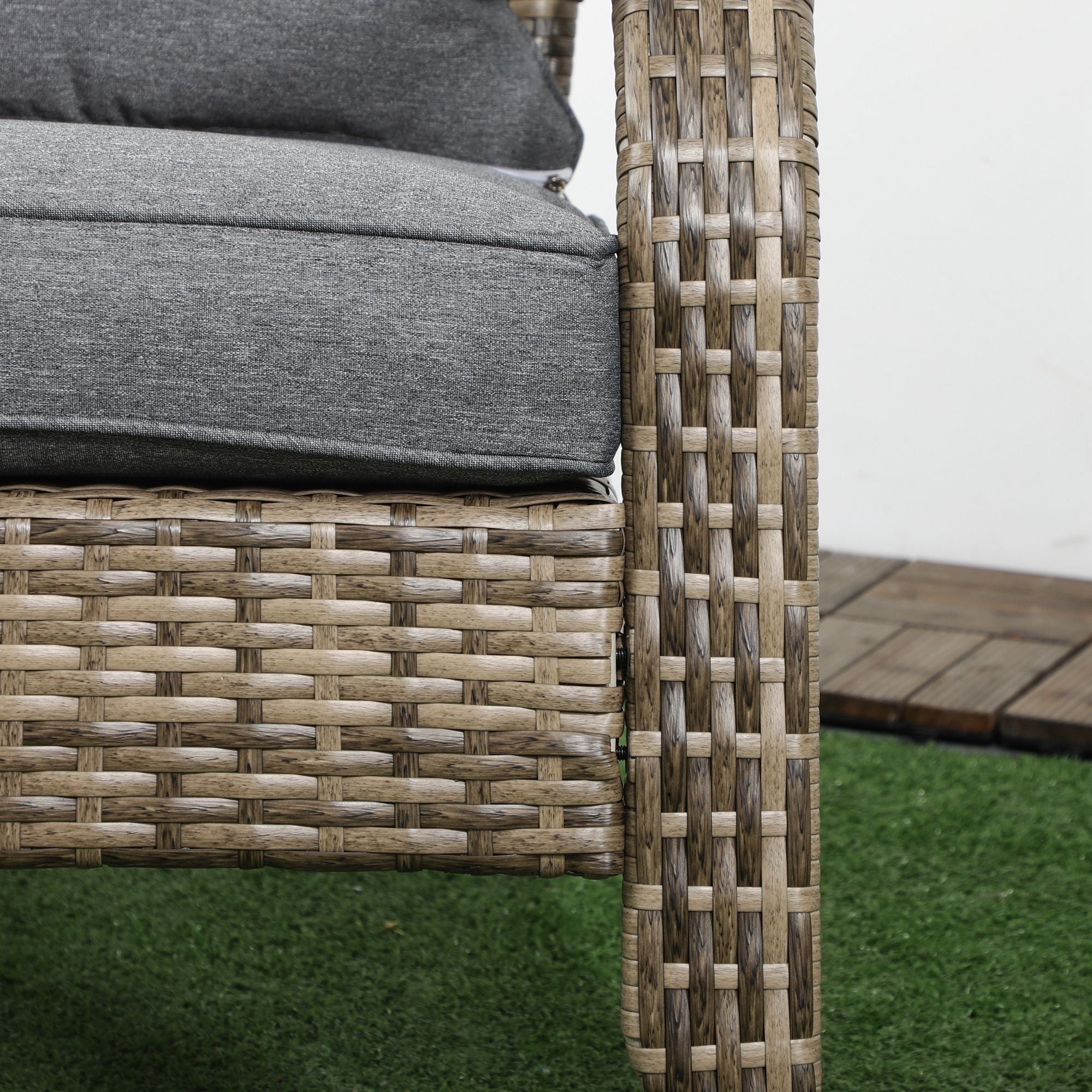 Sedia da Giardino 64x80x90 cm in Rattan e Acciaio Marrone e Grigio