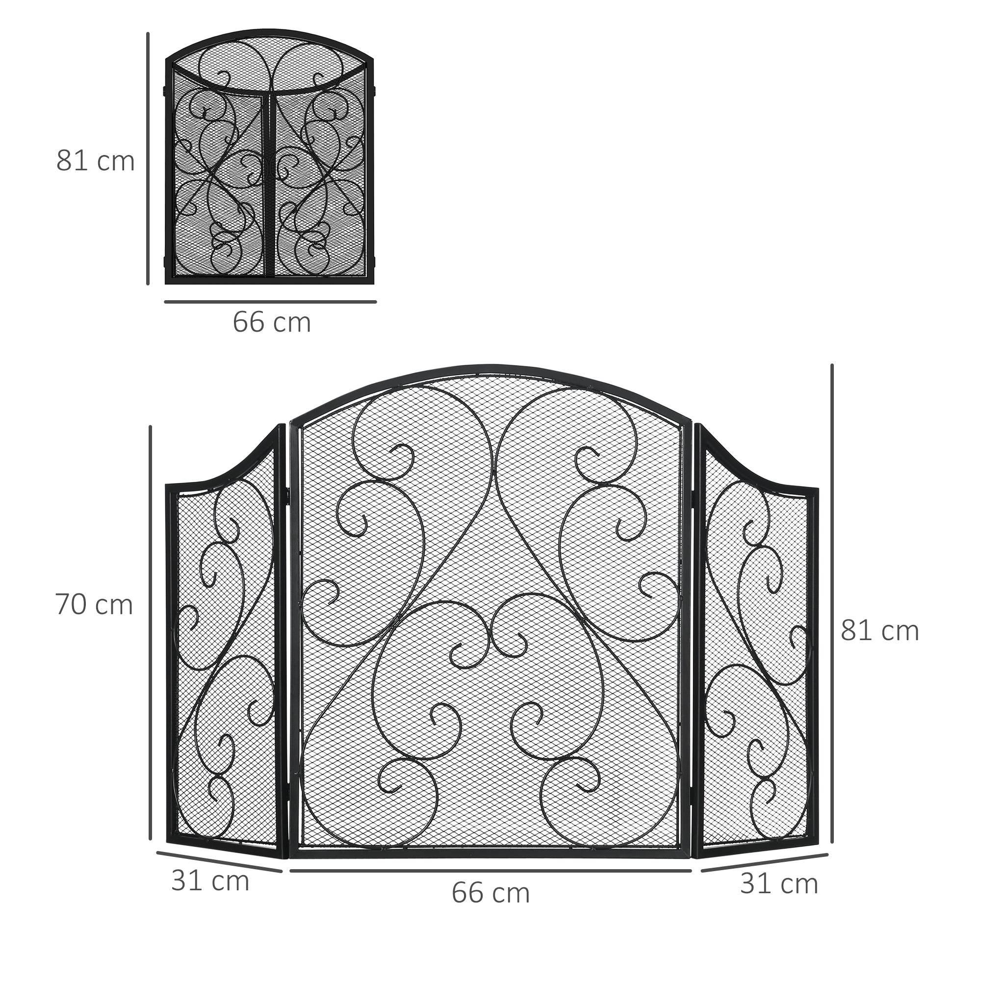 Parascintille con Antine 66x31x81 cm in Metallo Nero