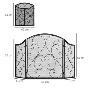 Parascintille con Antine 66x31x81 cm in Metallo Nero