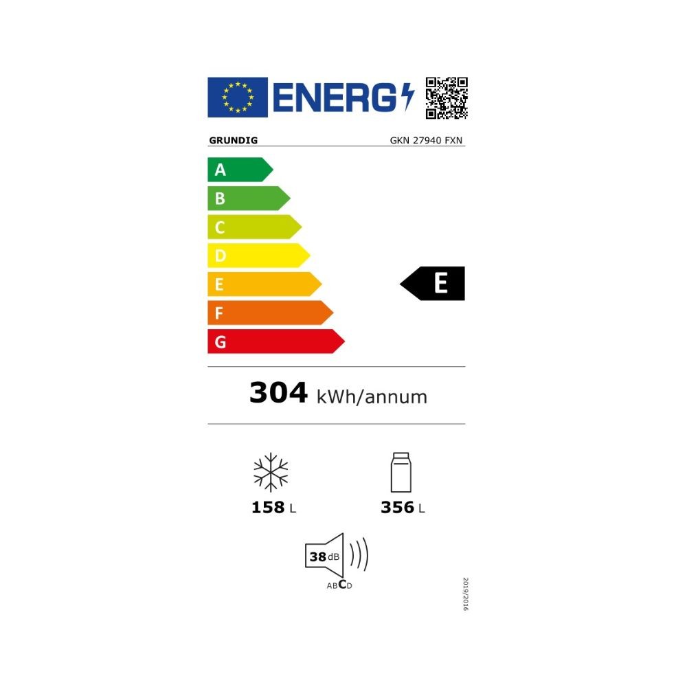 Frigorifero combinato Grundig GKN27940FXN libera installazione INOX classe E