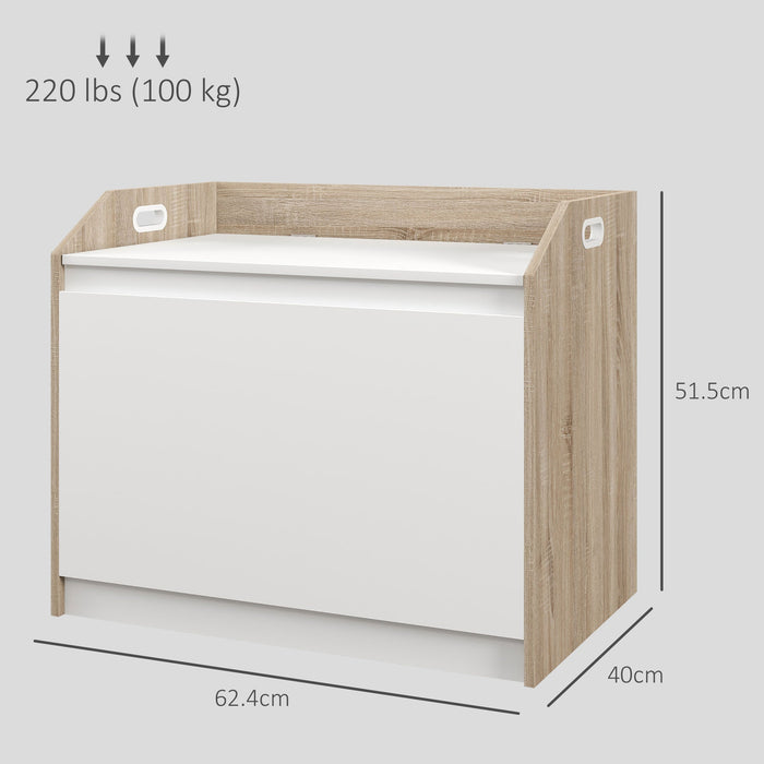 Cassapanca Moderna con Schienale e Vano Contenitore 62,4x40x51,5 cm in Legno Bianco