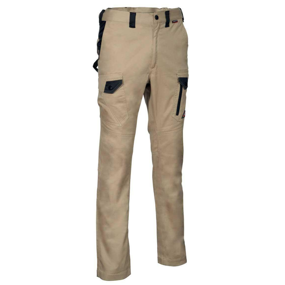 Pantalone da lavoro skinny con tasche laterali jember colore corda/nero - cofra *** taglia 58, confezione 1
