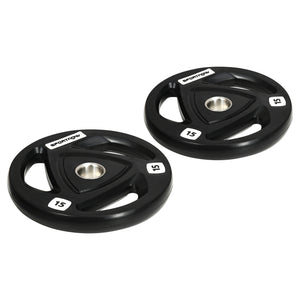 Set di 2 Dischi Pesi da 15 kg per Bilanciere Ø40x5 cm in Acciaio con Rivestimento in Gomma Nero