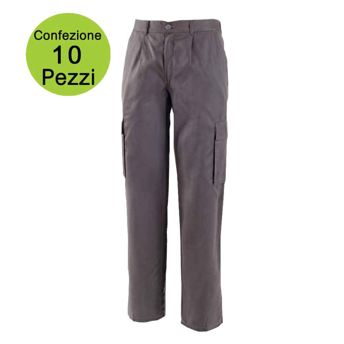 Multipack da 10 pz tg. xxxl pantaloni da lavoro work professional multitasche grigio