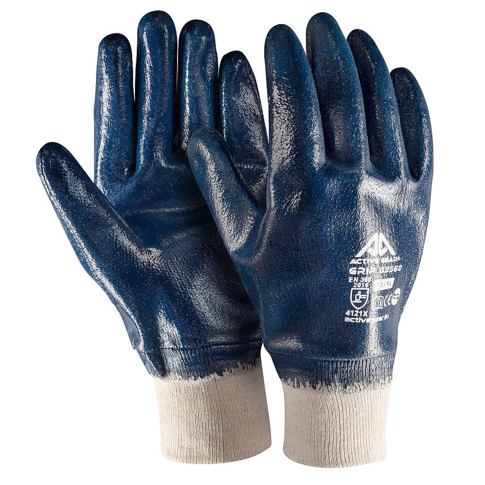 GUANTI DA LAVORO NBR BLU POLSINO ELASTICIZZATO RICOPERTO TG.M 12PAIA ACTIVEGEAR G3558