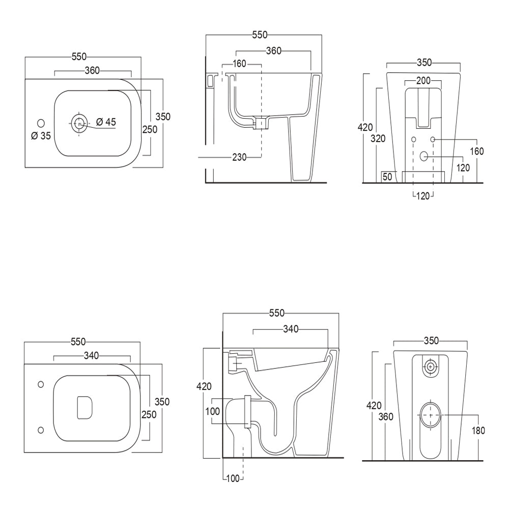 Sanitari in ceramica a pavimento filo parete vaso wc + bidet + sedile made in italy *** accessori con sedile standard...