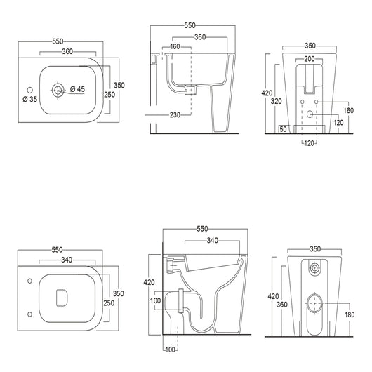 Sanitari in ceramica a pavimento filo parete vaso wc + bidet + sedile made in italy *** accessori con sedile standard...