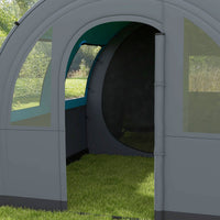 Tenda da Campeggio 5 Posti Impermeabile con Zona Notte e Giorno 480x260x200 cm in Poliestere Grigio e Blu