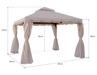 Gazebo da giardino 3×3 con zanzariera mod. Santiago - Colore: Ecrù - GA13SAPAC-3.3