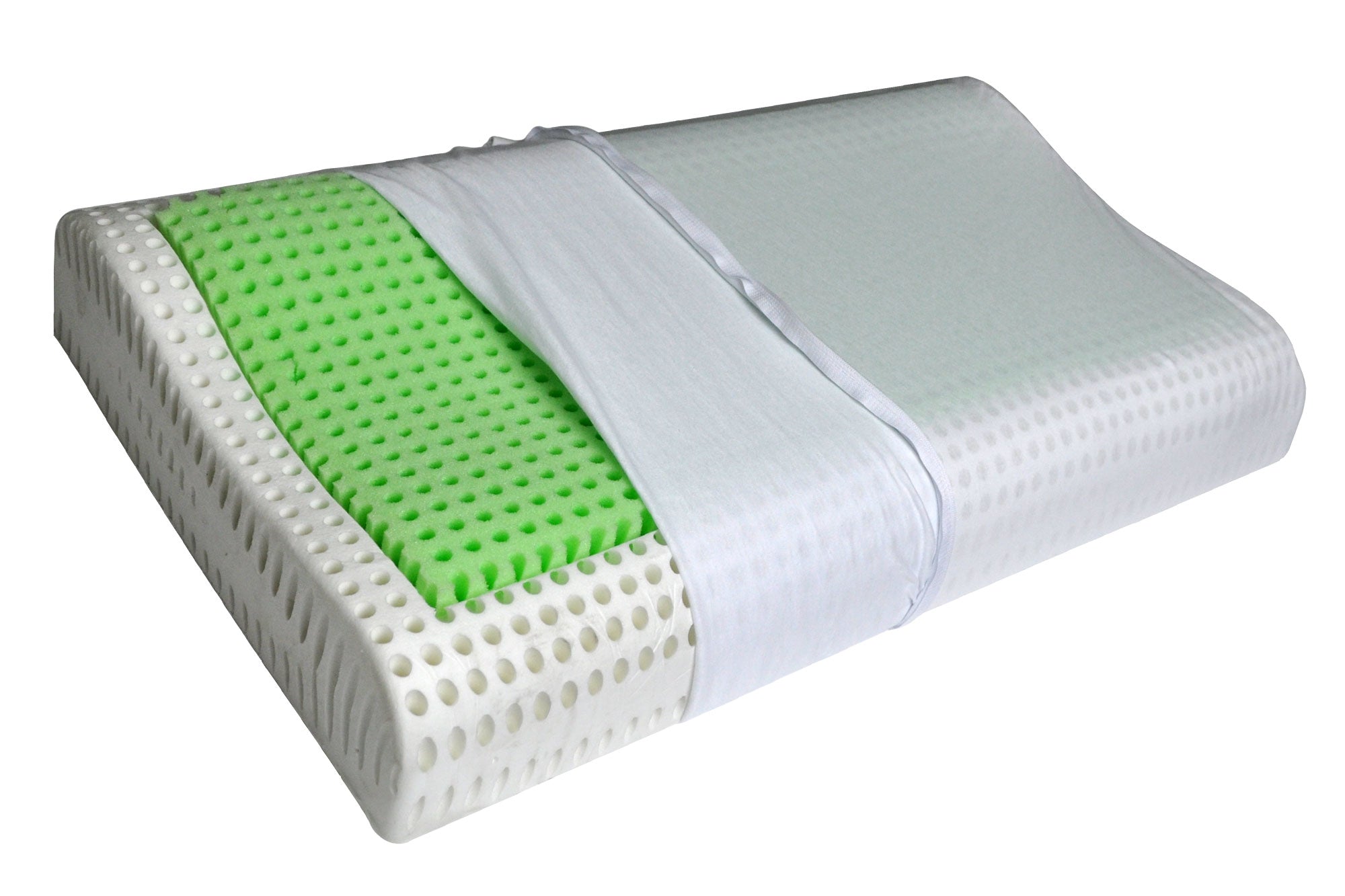 Cuscino memory foam anatomico, guanciale cervicale sfoderabile Verde eco GA14MF