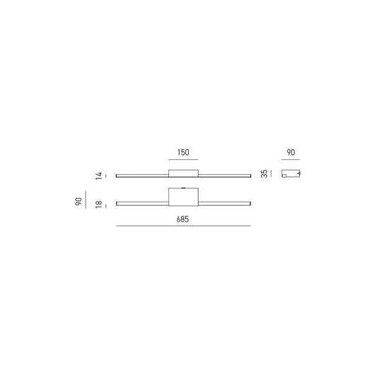 Applique Moderna One Alluminio Bianco Opaco Led 12W Luce Calda 150Cm