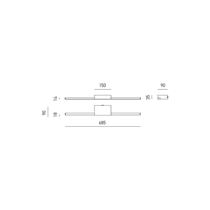 Applique Moderna One Alluminio Bianco Opaco Led 12W Luce Calda 150Cm