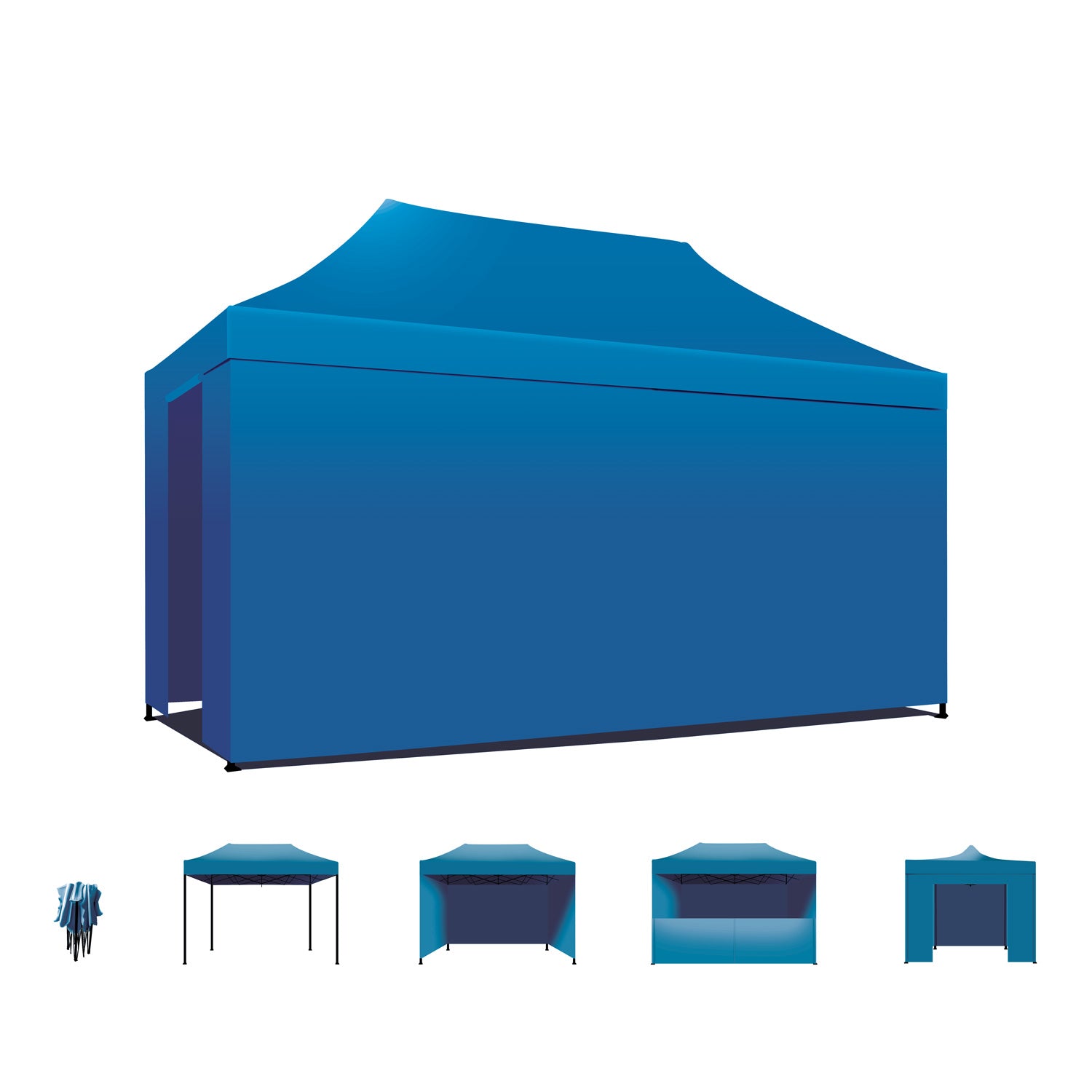 Taman Tenda / Gazebo Per Giardino 3X4,5 Mt Impermeabile Tendone Pieghevole Per Fiere E Mercati Con Teli Laterali  Colore Blu