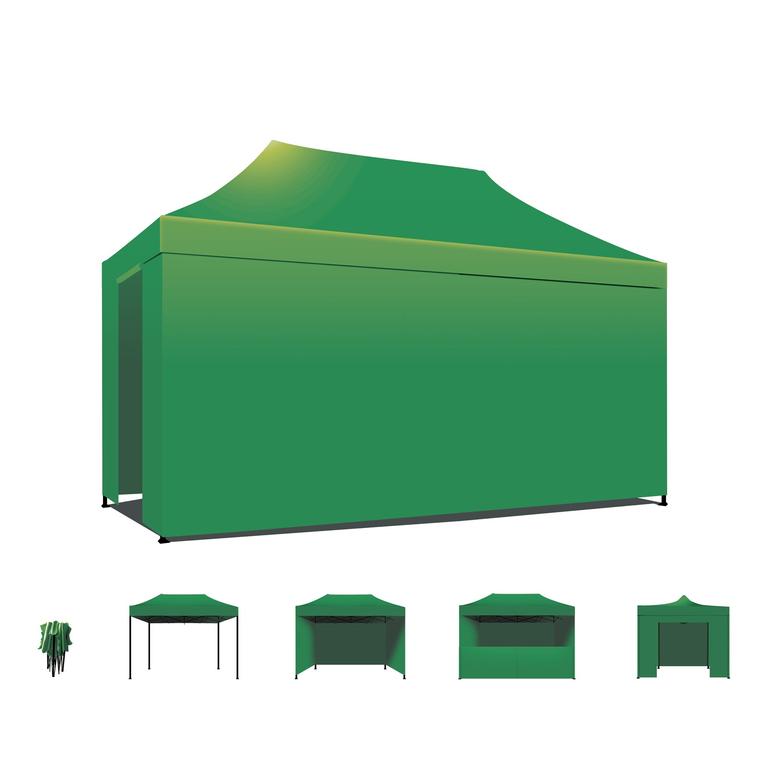 Taman Tenda / Gazebo Per Giardino 3X4,5 Mt Impermeabile Tendone Pieghevole Per Fiere E Mercati Con Teli Laterali Colore Verde