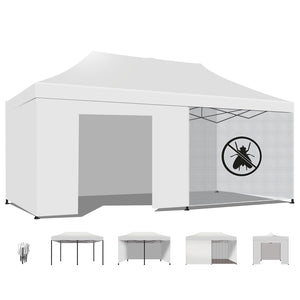 Taman Tenda / Gazebo Per Giardino 3X6 Impermeabile Tendone Pieghevole Per Fiere E Mercati Con Teli Laterali Colore Bianco