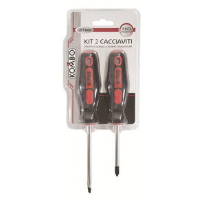 Set 2 Cacciaviti Croce 2x75mm spaccato 6x100mm Manico Ergonomico Antiscivolo