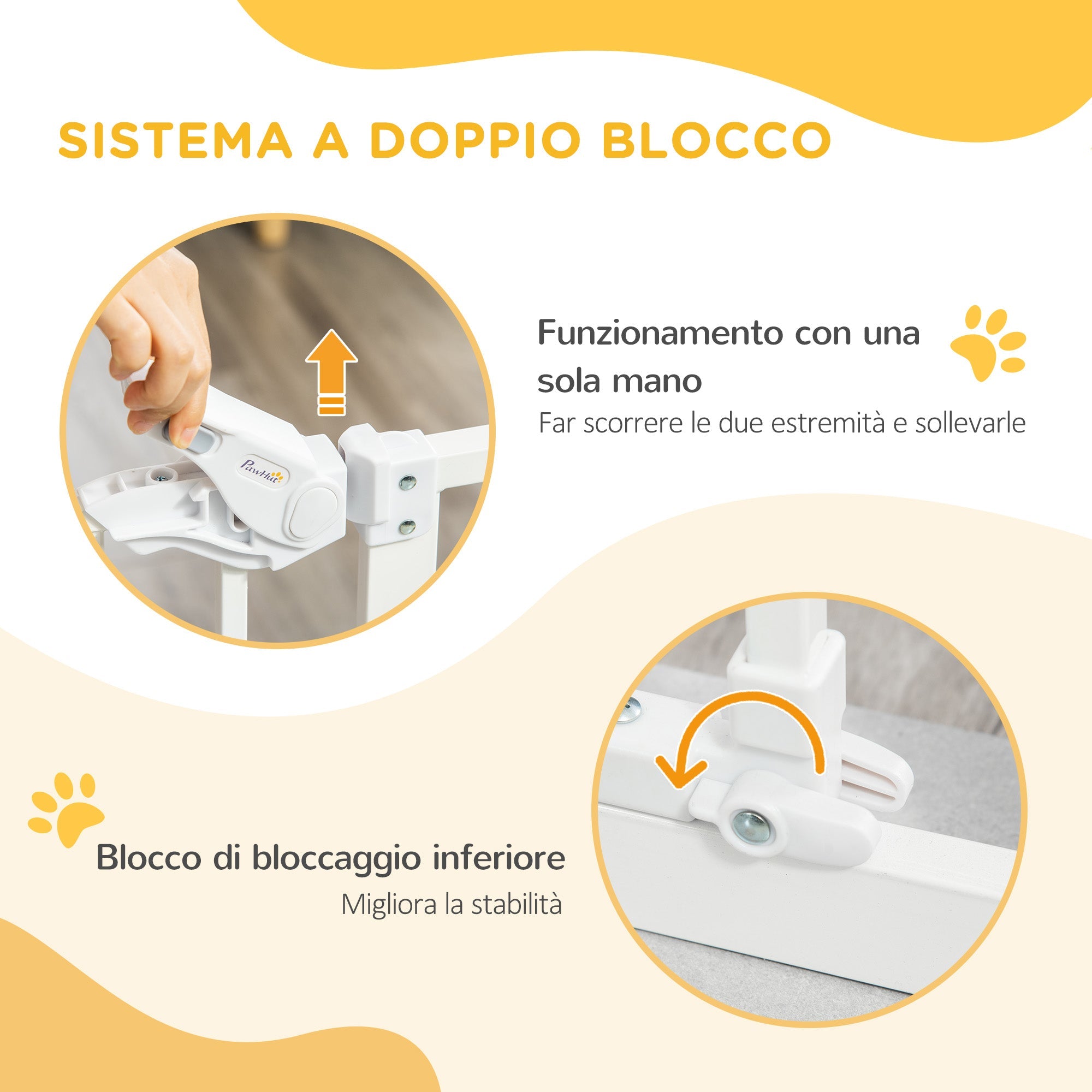 Cancelletto di Sicurezza per Cani con Porta Piccola Montaggio a Pressione 74-80x76,2 cm Bianco