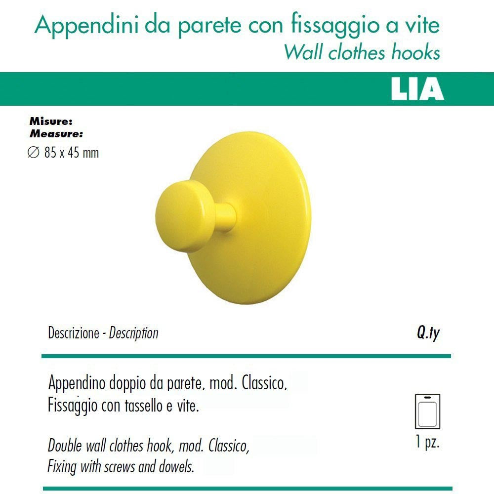 1 appendino da parete classic disco fissaggio a muro giallo