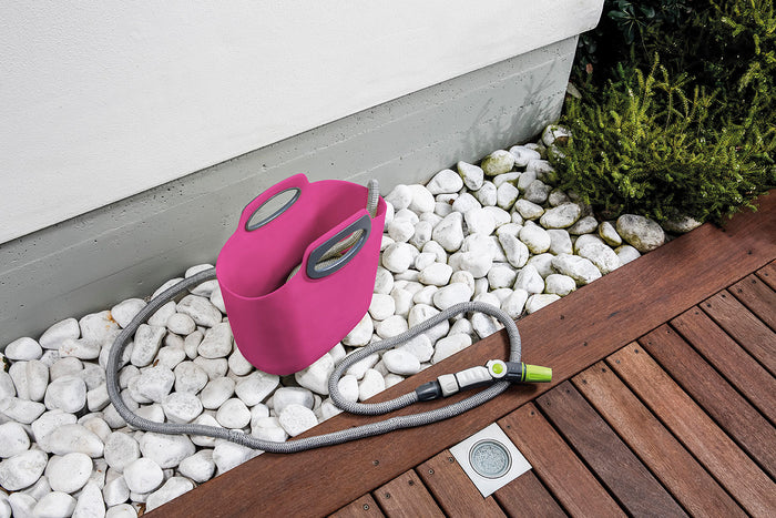 AQUAPOP MAXI FUCSIA, 30M tubo estensibile da giardino,kit con borsa in plastica,lancia,presa rubinetto,raccordi