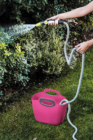 AQUAPOP MAXI FUCSIA, 30M tubo estensibile da giardino,kit con borsa in plastica,lancia,presa rubinetto,raccordi