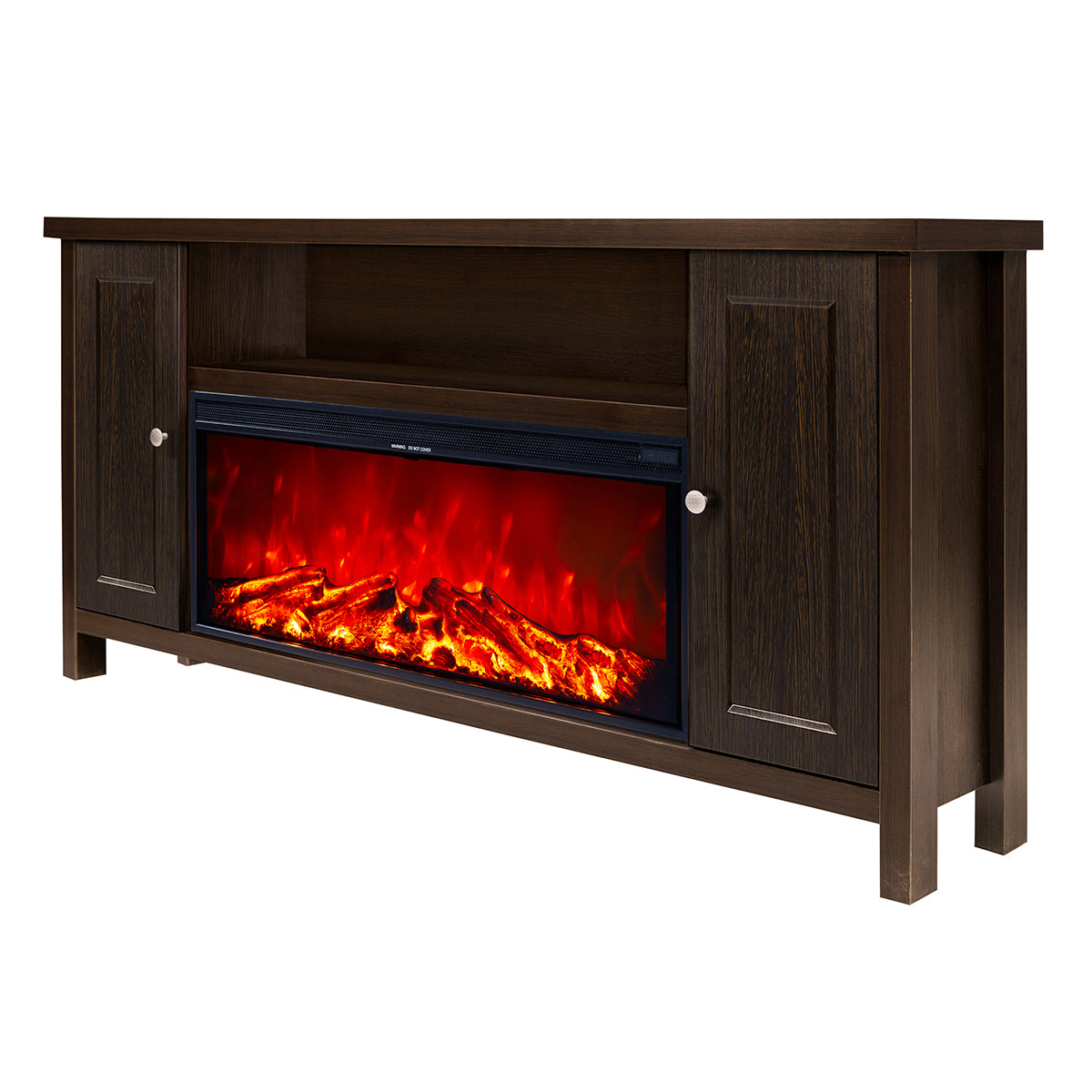 Camino Elettrico da Pavimento 75x150x30 cm Effetto Fiamma 1500W Mozart & Tasmania