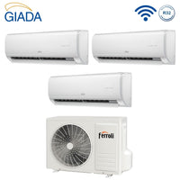 Climatizzatore Condizionatore Ferroli Trial Split Inverter serie GIADA M 9+9+18 con 28-4 R-32 Wi-Fi Integrato 9000+9000+18000