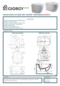 Coppia Sanitari Sospesi Rimless senza brida linea tonda dimensioni ridotte coprivaso soft-close  