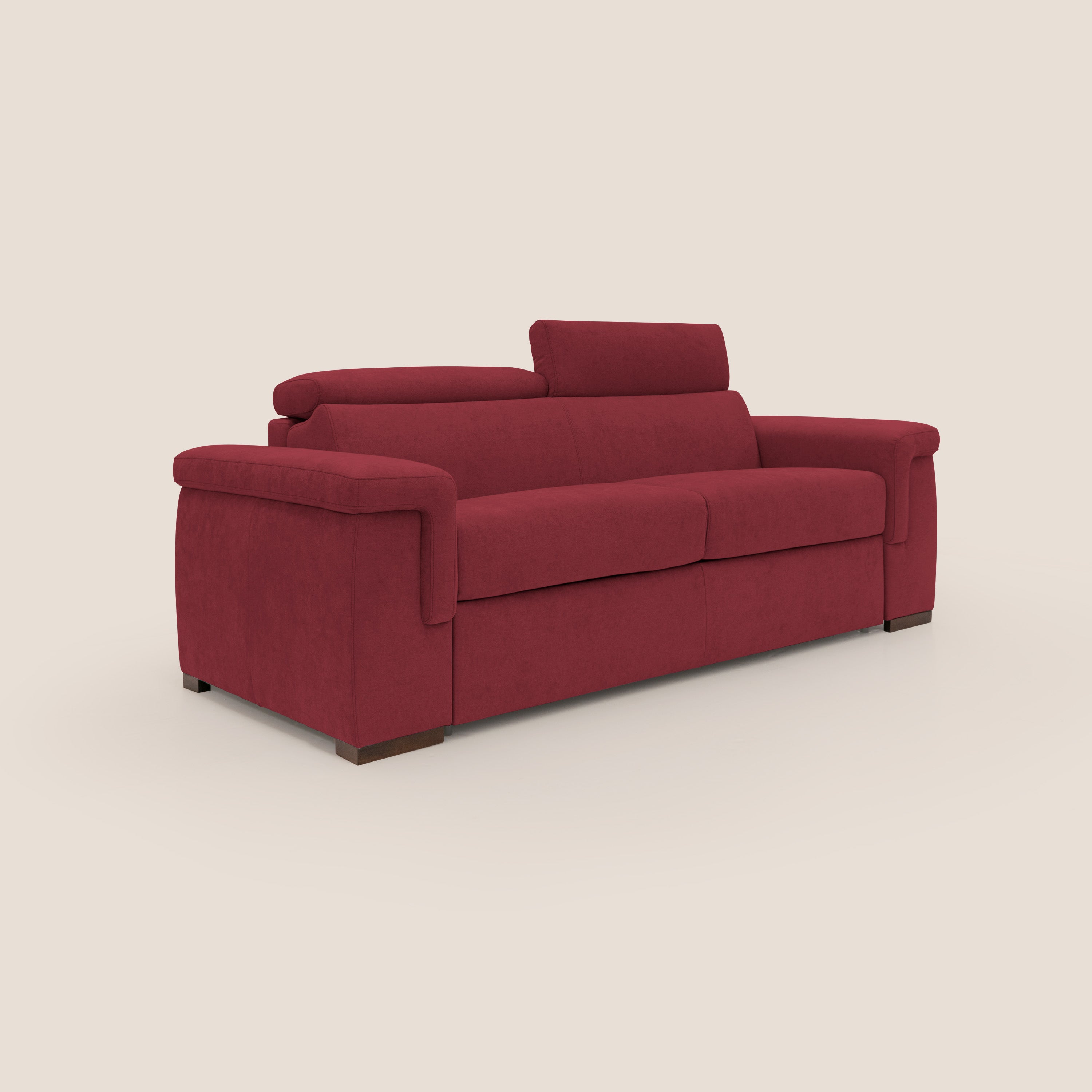 Divano Letto 3 Posti 200x100x95 cm in Tessuto Rosso