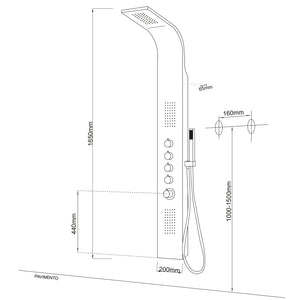 Colonna doccia 004 termostatica acciaio inox 4 funzioni getto a cascata 2 bocchette idro lombari l20xp44xh165 *** fin...