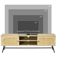 Mobile TV fino a 60” 50x39x48,3 cm in Legno e Rattan Naturale