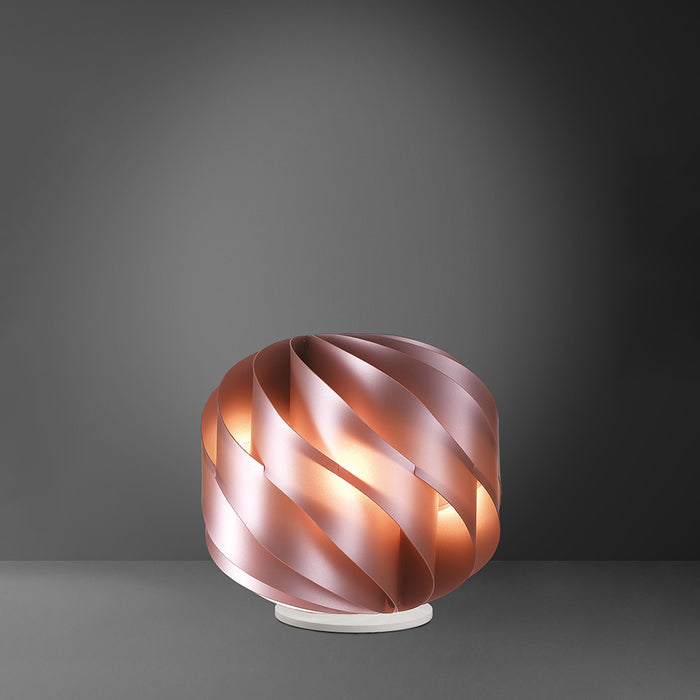 Lampada Da Tavolo Globe 1 Luce In Polilux Rosa Metallico Con Base D15 Made In Italy