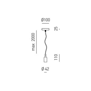 Sospensione Industrial Flute Metallo Bianco Satinato E Stoffa Bianca 1 Luce E27