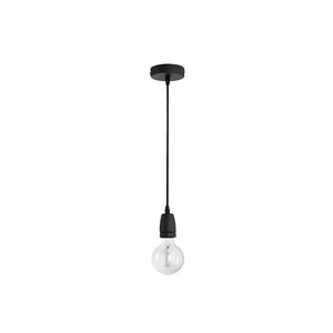 Sospensione Industrial Flip Metallo Nero Satinato E Stoffa Nera 1 Luce E27