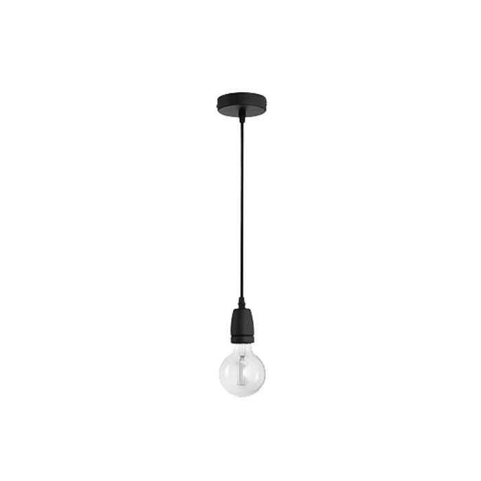 Sospensione Industrial Flip Metallo Nero Satinato E Stoffa Nera 1 Luce E27