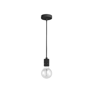 Sospensione Industrial Flash Metallo Nero Satinato E Stoffa Nera 1 Luce E27