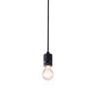 Sospensione Industrial Flash Metallo Nero Satinato E Stoffa Nera 1 Luce E27