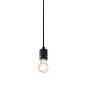 Sospensione Industrial Flash Metallo Nero Satinato E Stoffa Nera 1 Luce E27