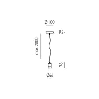 Sospensione Industrial Flash Metallo Nero Satinato E Stoffa Nera 1 Luce E27