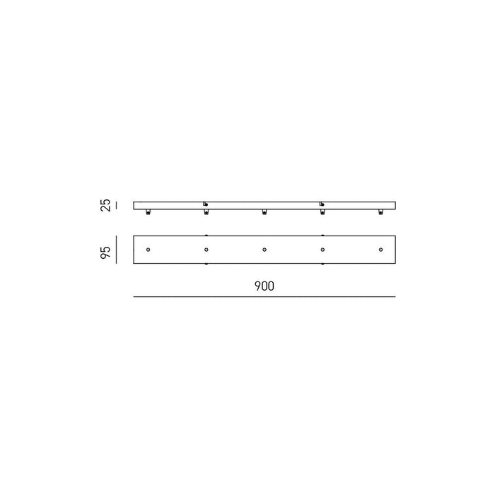 Rosone Rettangolare Per Serie Flash Flip Flute In Metallo Ottone 5 Fori