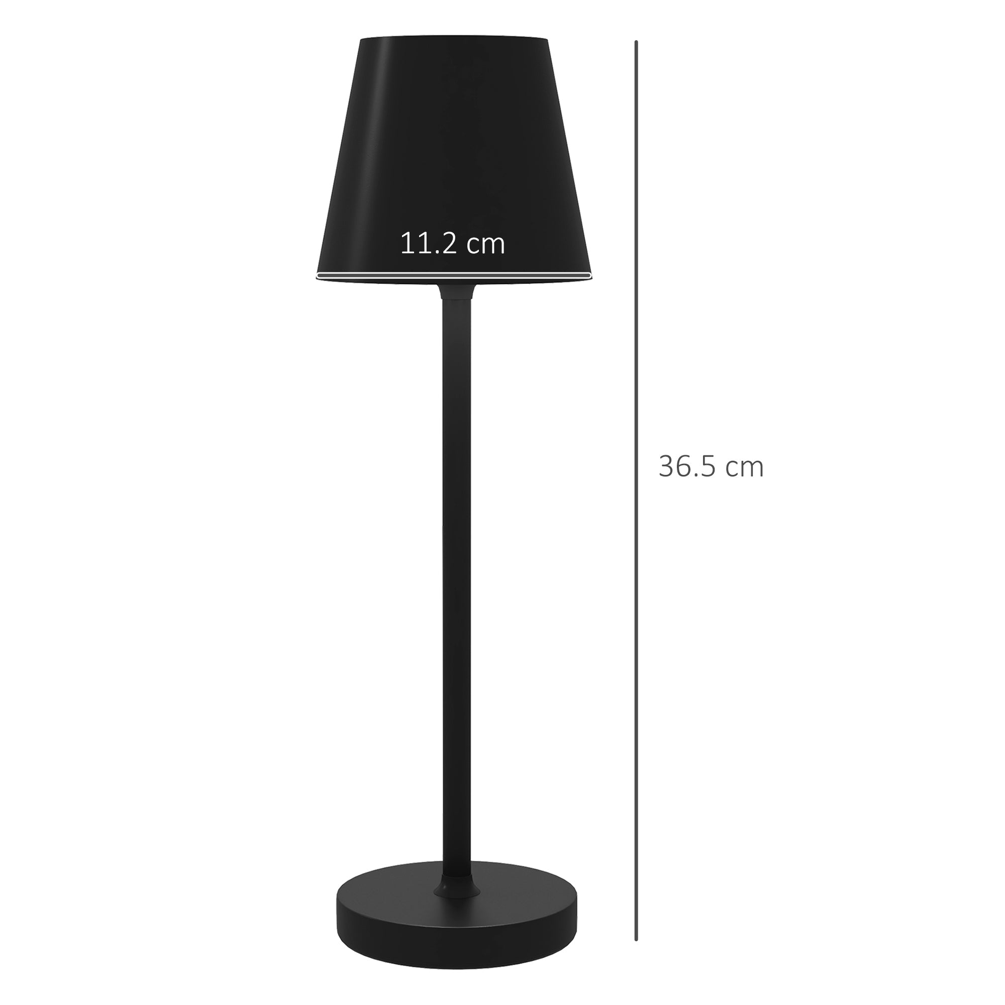 Lampada da Tavolo Portatile ⌀11,2x36,5 cm in Acrilico e Metallo Nero