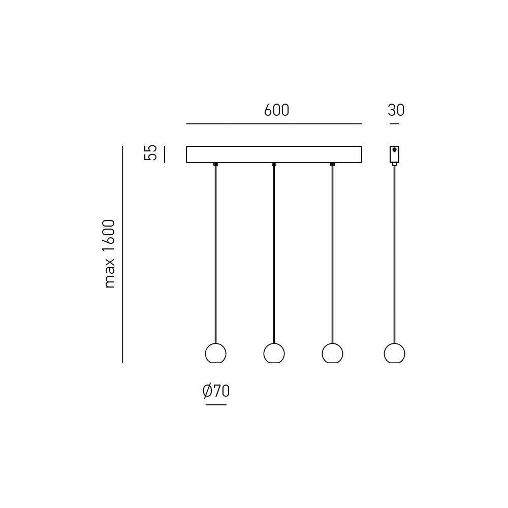 Sospensione Multipla Contemporanea Guya Alluminio Oro E Nero Satinato 3 Luci Led