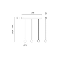 Sospensione Multipla Contemporanea Guya Alluminio Oro E Nero Satinato 3 Luci Led