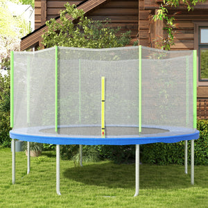 Rete di Protezione per Trampolini a 6 Pali con Ingresso con Cerniera Ø366x180 cm in PE Nero e Verde