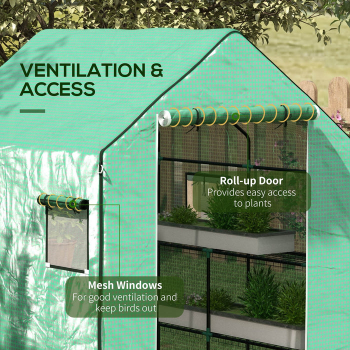 Copertura per Serra da Giardino con Porta a Cerniera e Finestre 140x143x190 cm in PE Verde