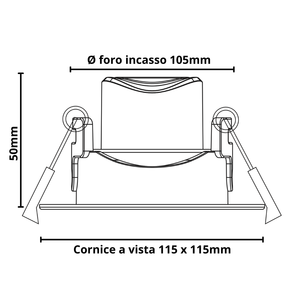 Faretto led incasso orientabile quadro soffitto 10watt driver incluso temperatura 4500k bianco naturale