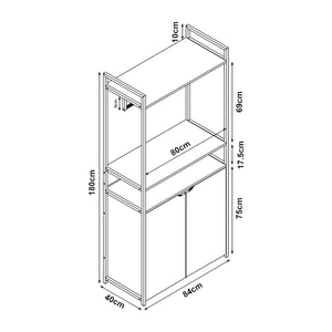 Organizzatore Guardaroba Larem Mobile Porta Abiti con Armadietto - Nero / Effetto Noce [en.casa]