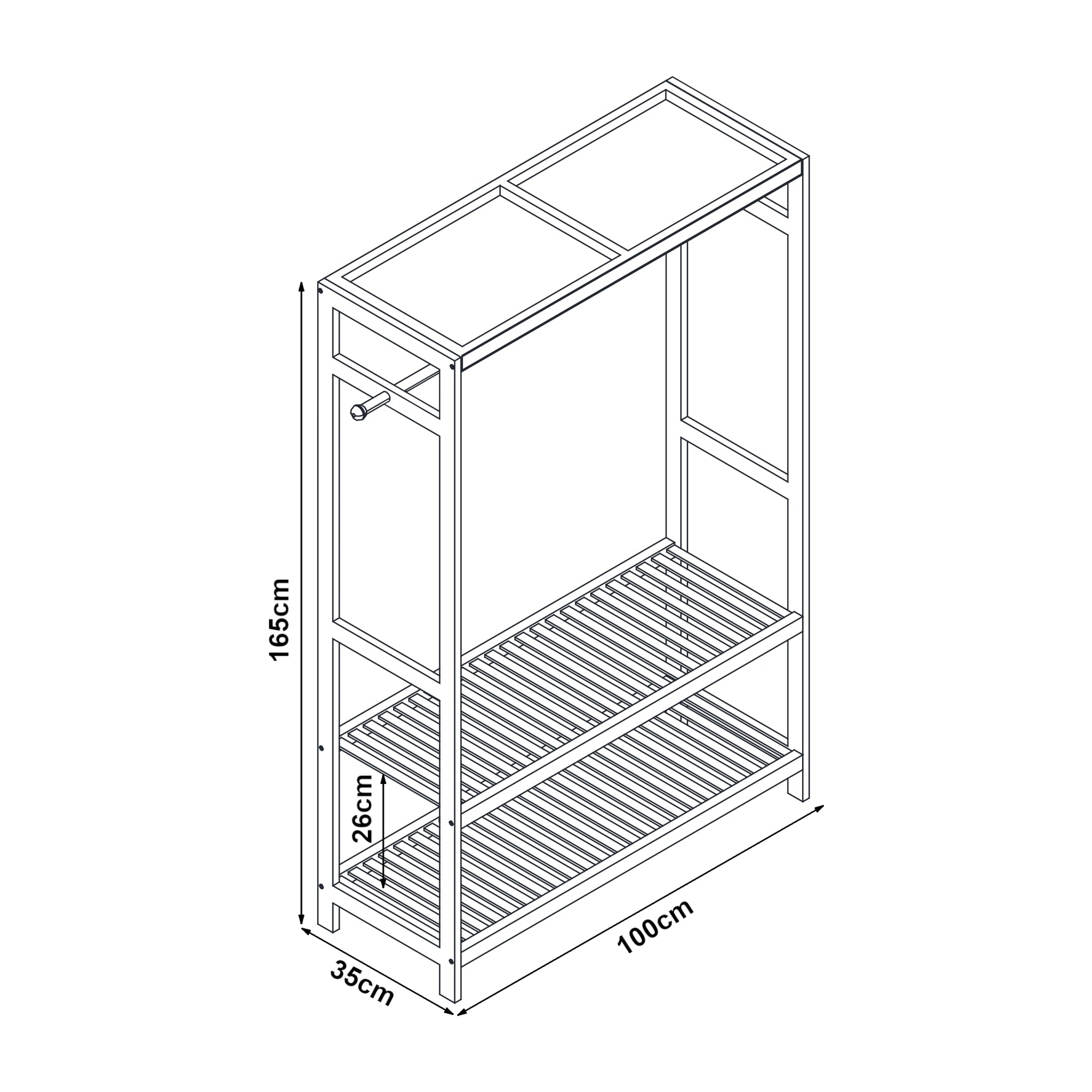 Stand Appendiabiti Herøy Armadio Aperto per Guardaroba 165 x 100 x 35 cm Bambù Naturale [en.casa]