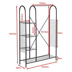 Stand Appendiabiti 'Là¦sà¸' Organizzatore con Barra Porta Abiti e Ripiani Reticolati - Metallo Nero [en.casa]